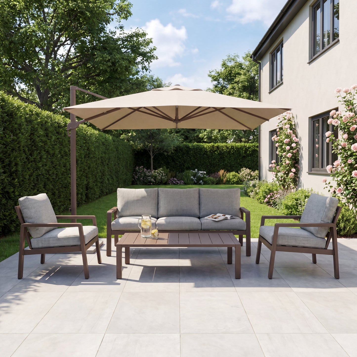 Lesina 4 Seat Outdoor Patio Conversation Set - Brown