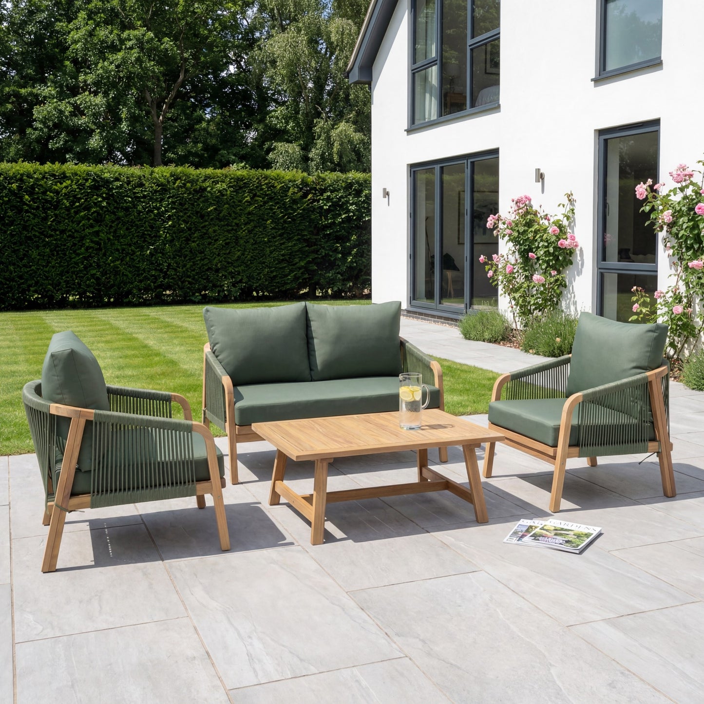 Andria 4-Seat Rope Garden Lounge Set - Green