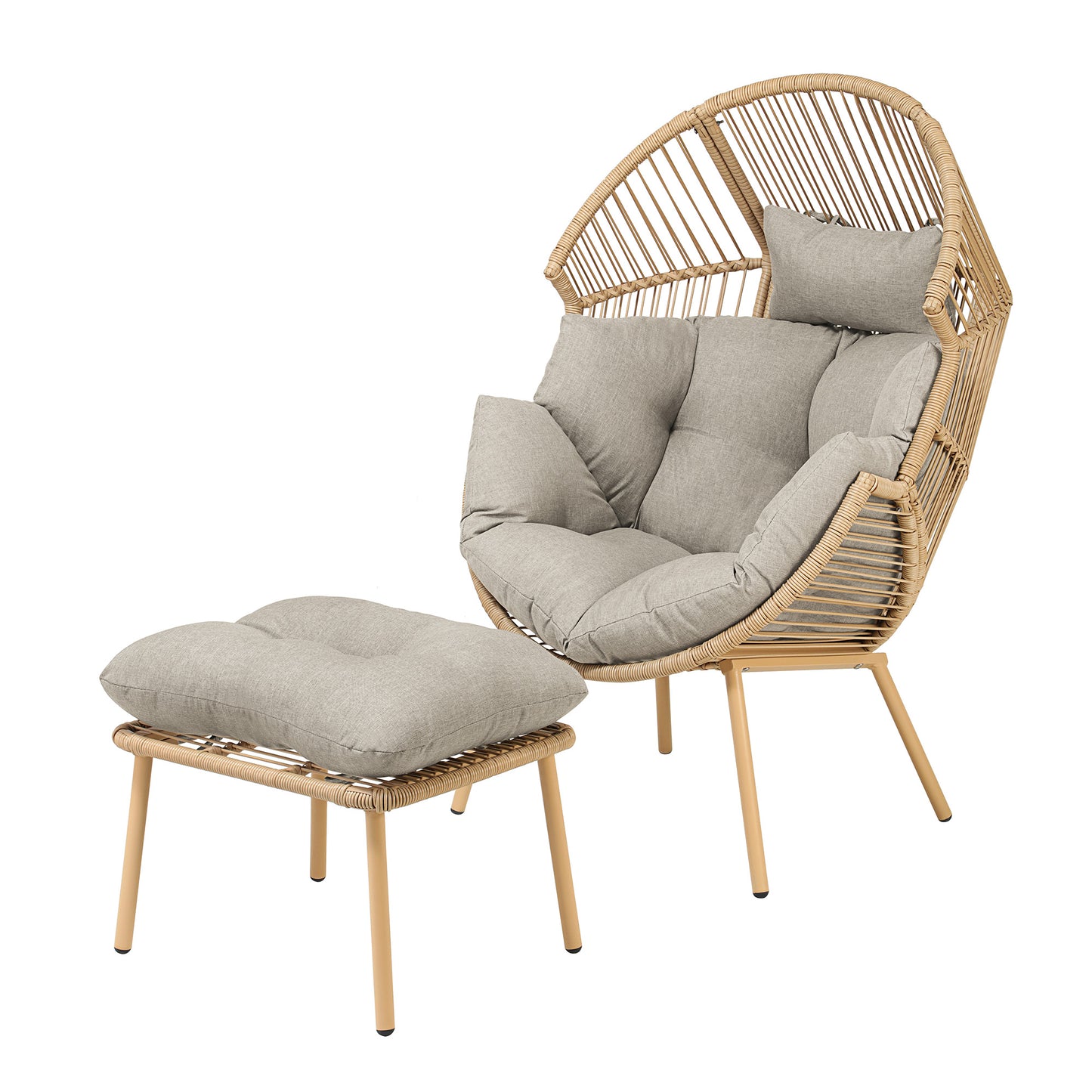 Standing Egg + Footstool - Light Brown on Natural