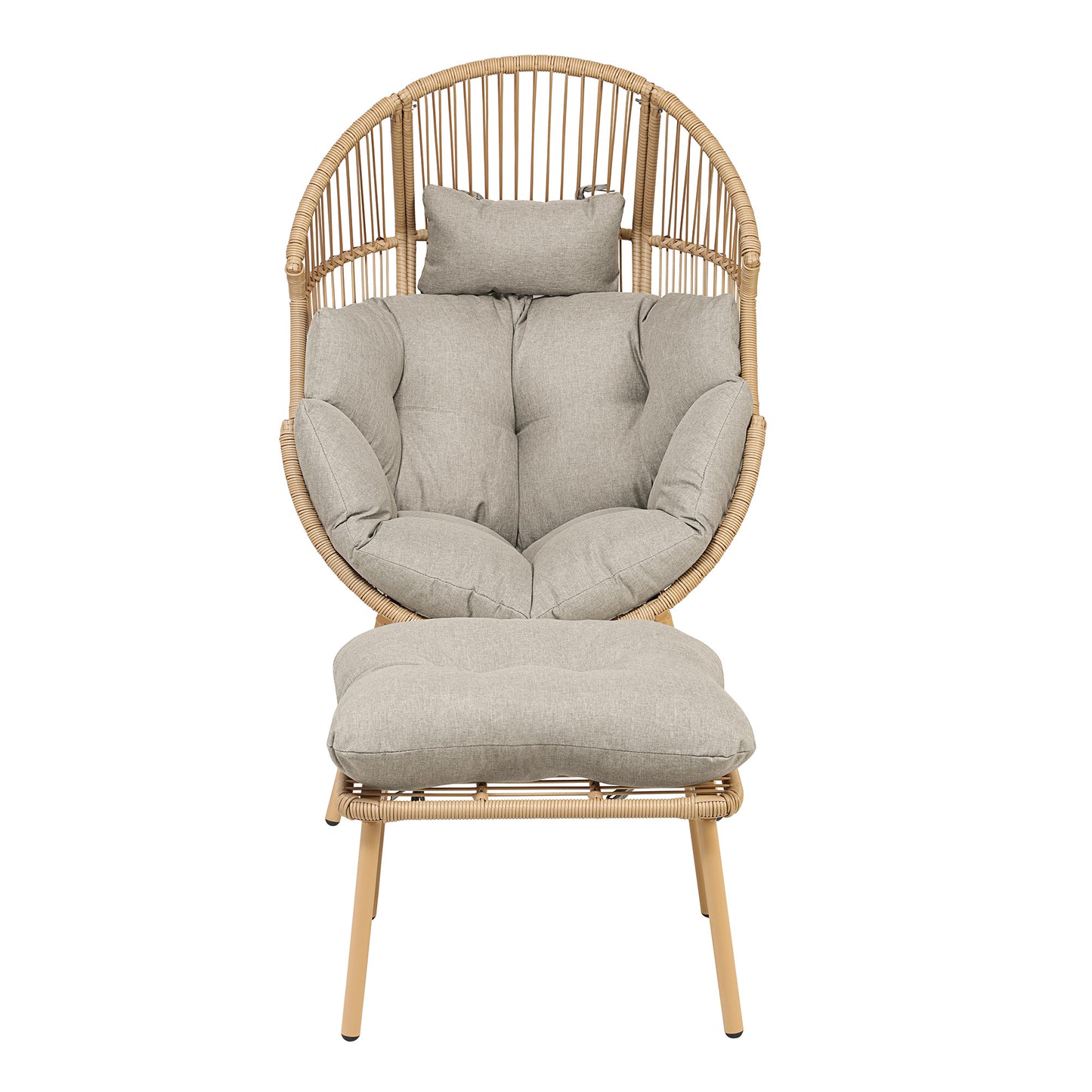 Standing Egg + Footstool - Light Brown on Natural