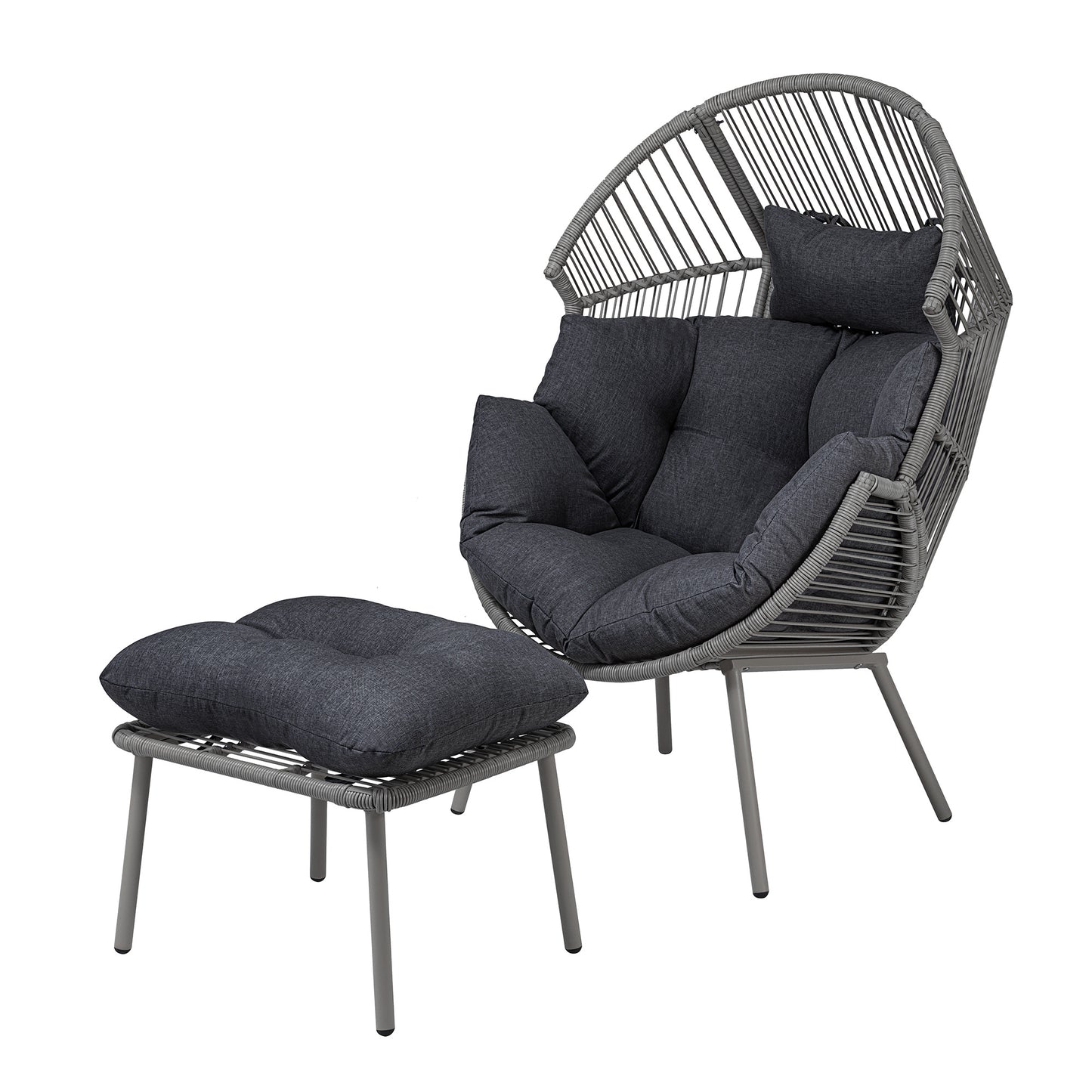 Standing Egg + Footstool - Dark Grey on Grey