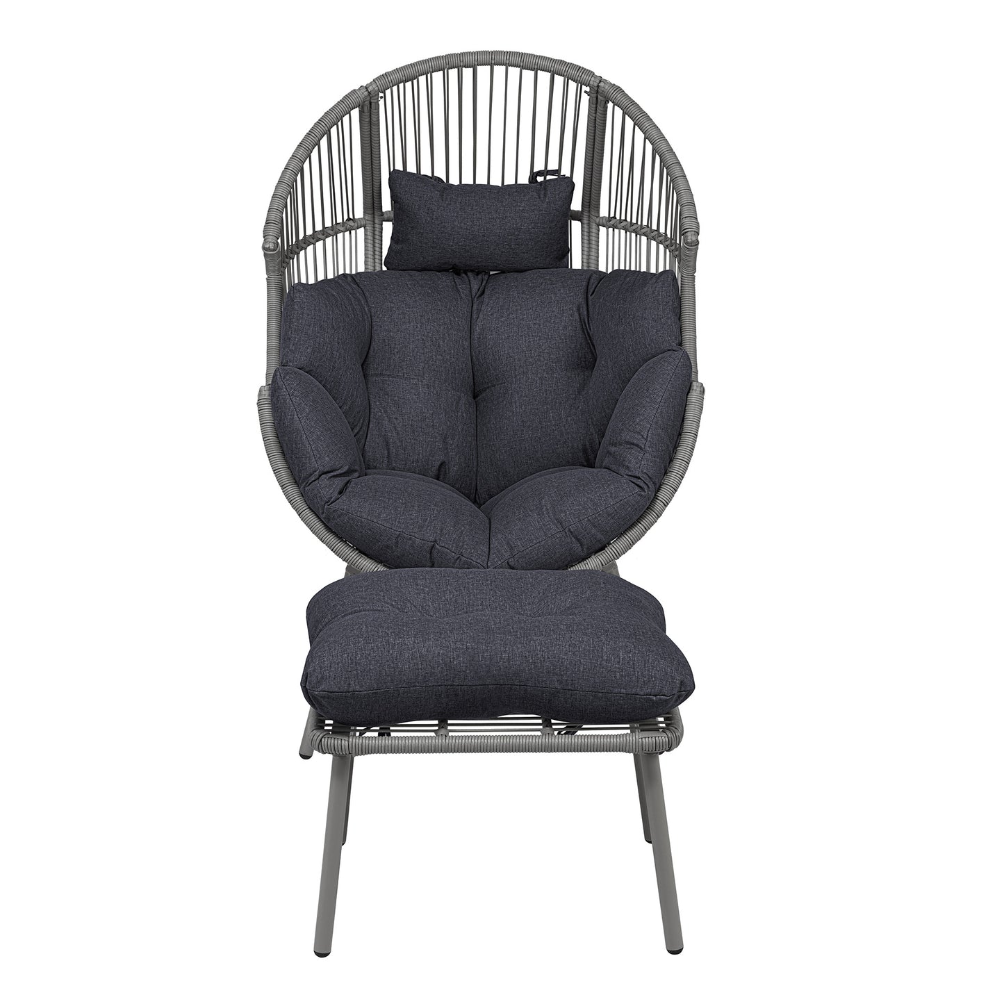 Nestara Standing Egg + Footstool - Dark Grey on Grey