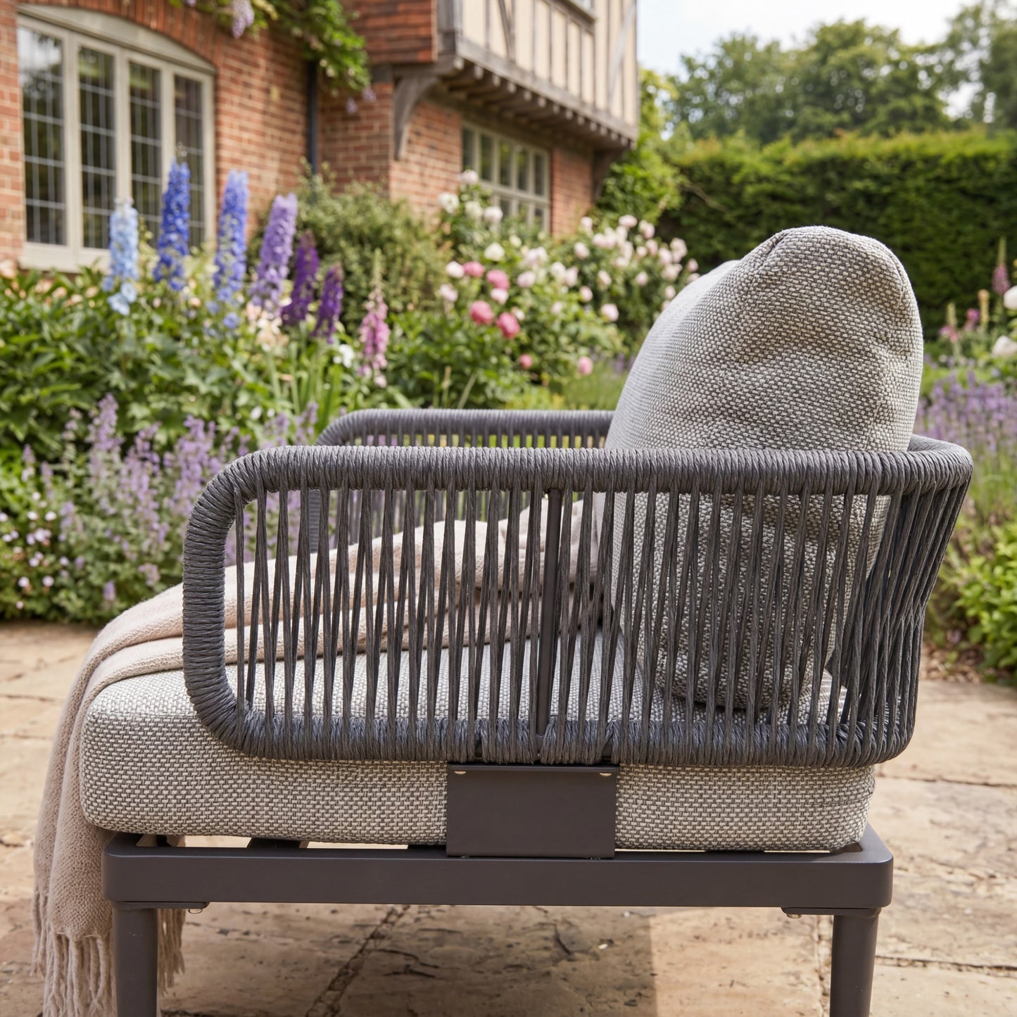 Soveria Outdoor Conversation Set - 2 Seat Sofa, 2 x Chairs + Table - Grey