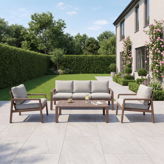 Lesina 4 Seat Outdoor Patio Conversation Set - Brown - Hanging Egg Chair