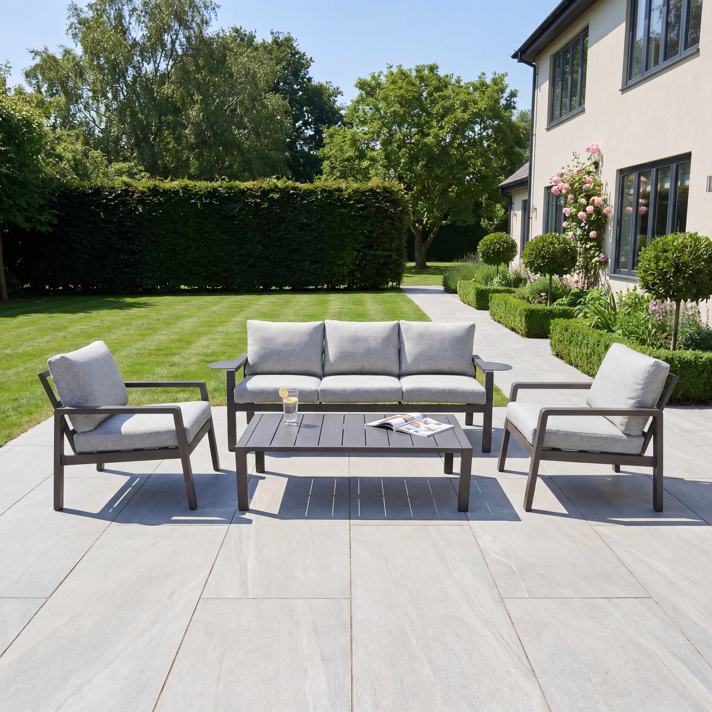Lesina 4 Seat Outdoor Patio Conversation Set - Grey