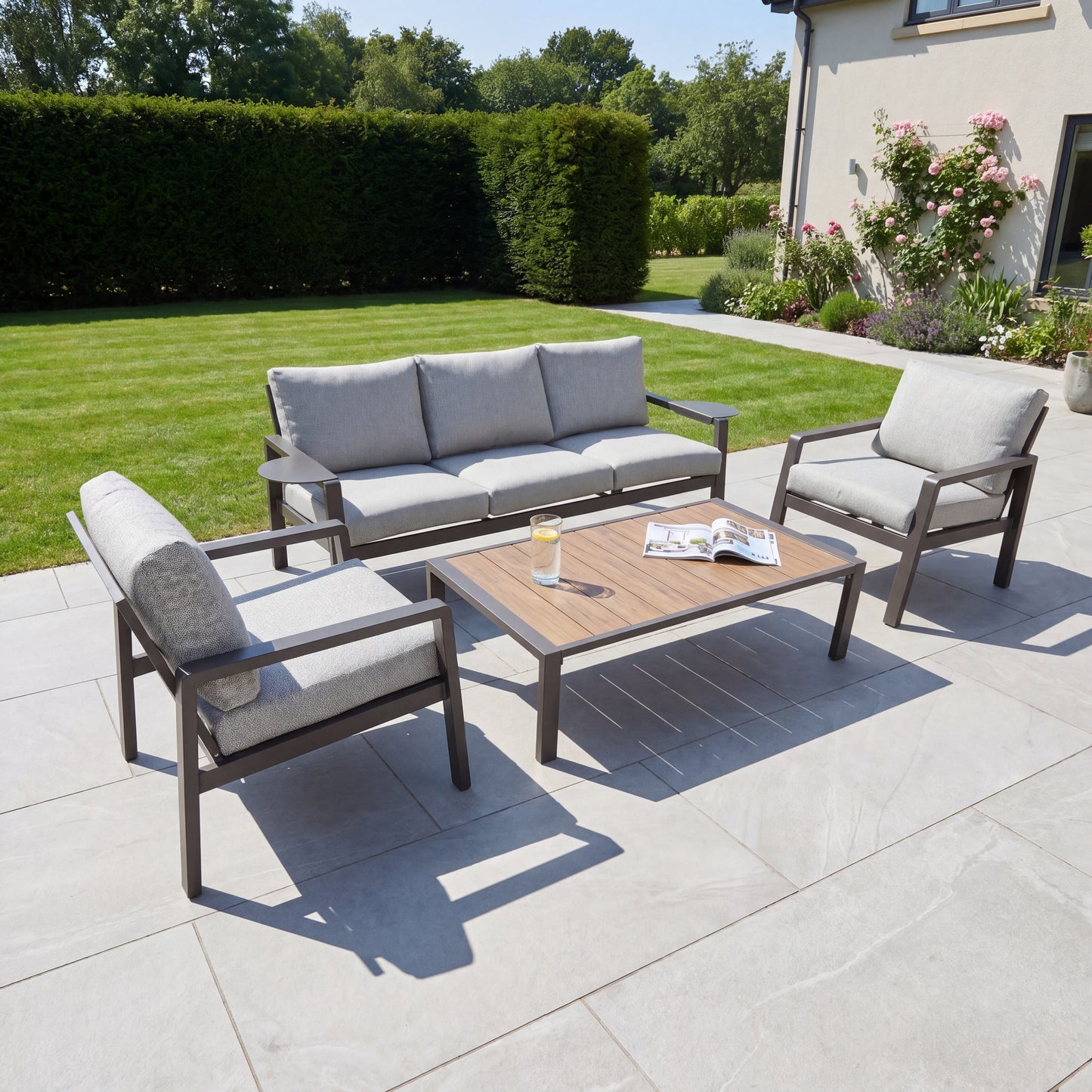Lesina 4 Seat Outdoor Patio Conversation Set - Grey