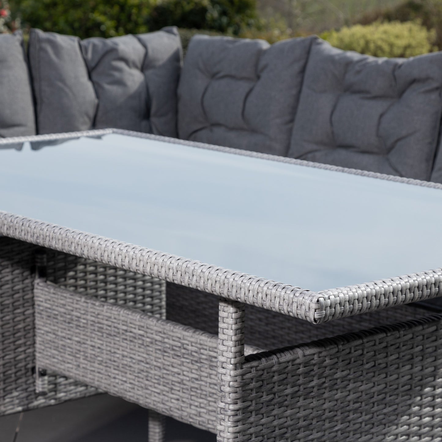 3 Piece Dining Set - Corner, Bench & Table - Grey on Grey