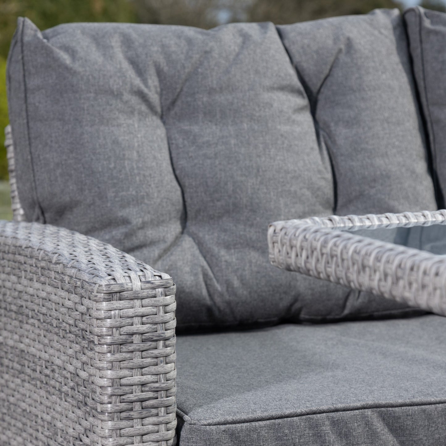 3 Piece Dining Set - Corner, Bench & Table - Grey on Grey