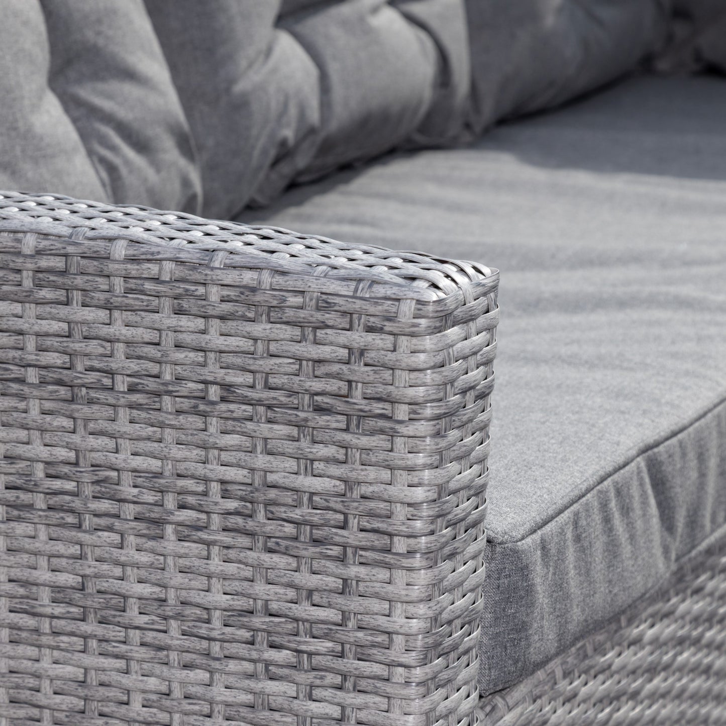 3 Piece Dining Set - Corner, Bench & Table - Grey on Grey