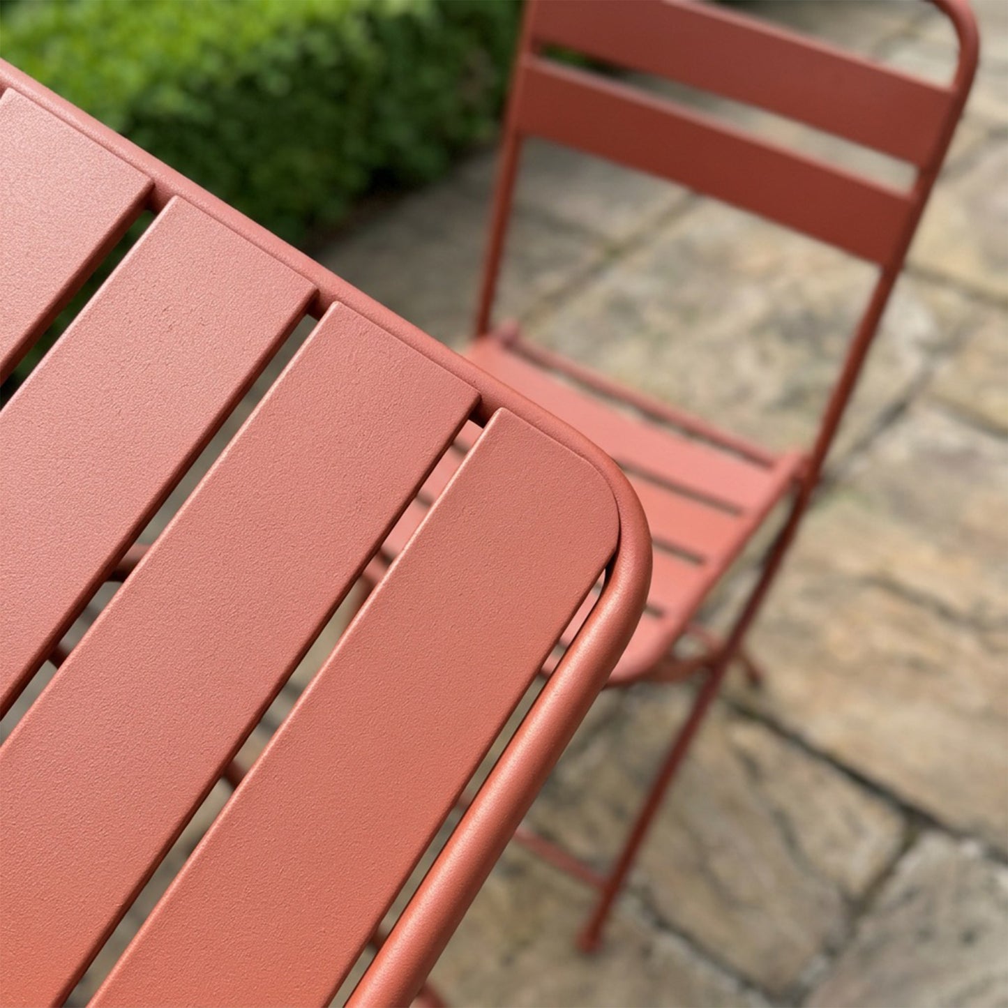 Colourways Vibrant Folding Patio or Balcony Set - Terracotta Red