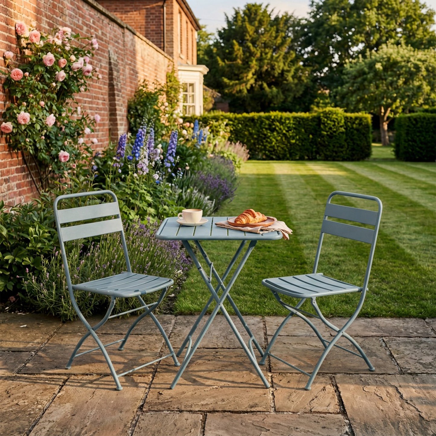 Colourways Vibrant Folding Patio or Balcony Set - Light Blue
