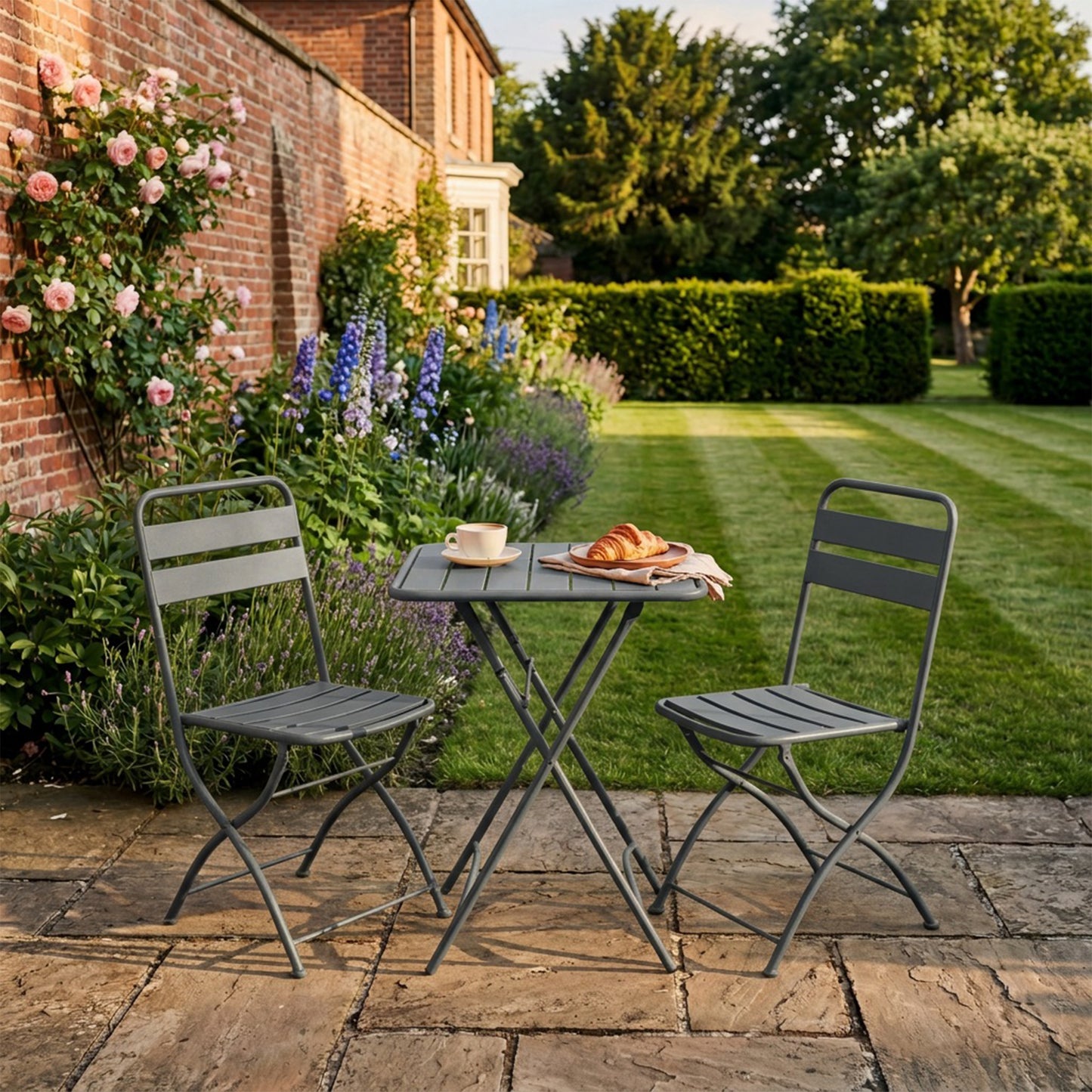 Colourways Vibrant Folding Patio or Balcony Set - Black