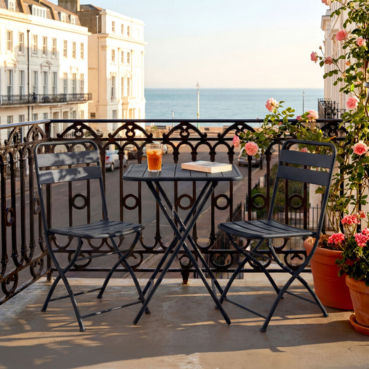 Colourways Vibrant Folding Patio or Balcony Set - Black