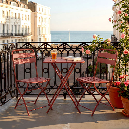 Colourways Vibrant Folding Patio or Balcony Set - Terracotta Red
