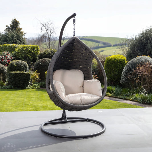 Large Single Egg - KD12 - Light Grey on Grey - Hanging Egg Chair