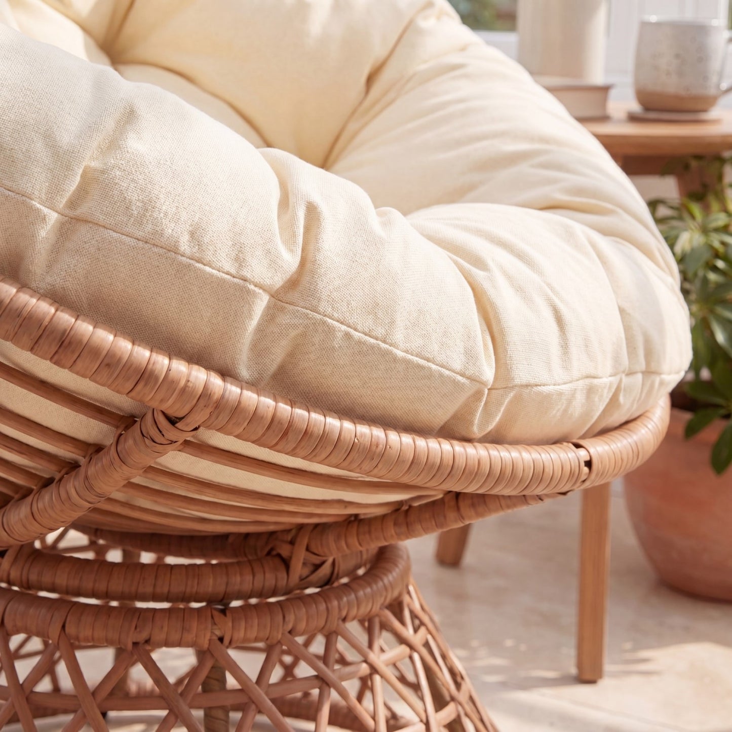 Liora Outdoor or Indoor Swivel Papasan Chair - Cream
