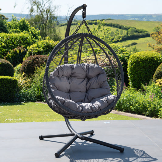 Large Single Egg - KD7 - Dark Grey on Grey - Hanging Egg Chair