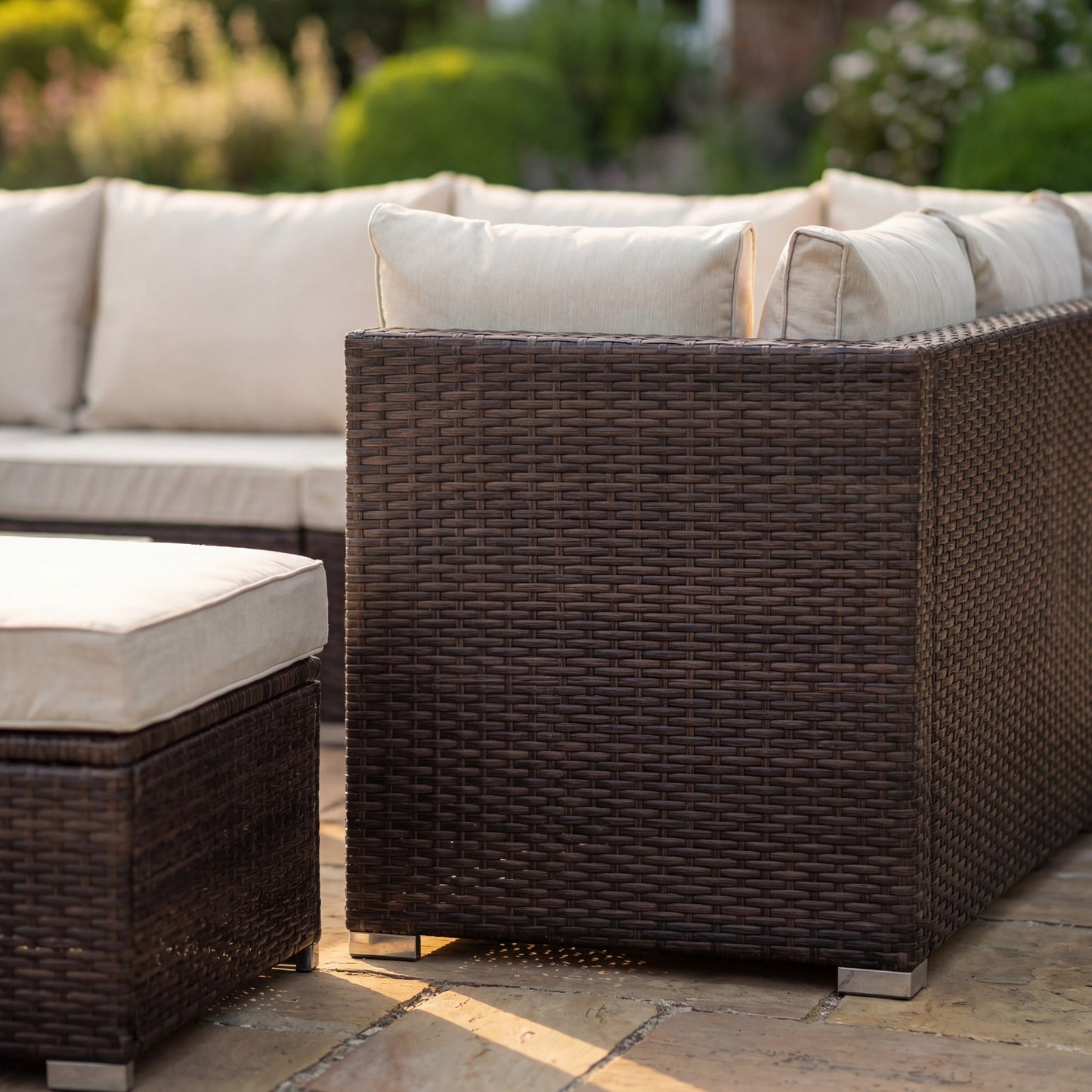 Oliena 7 Seat Modular Rattan L-Shaped Corner - Grey on Grey