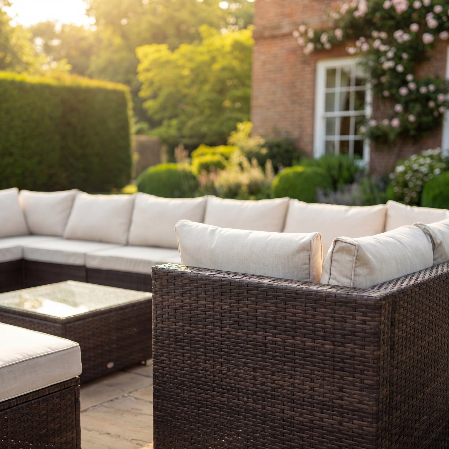 Oliena 12 Seat Modular Rattan Large U-Shape Conversation Set - Grey on Grey