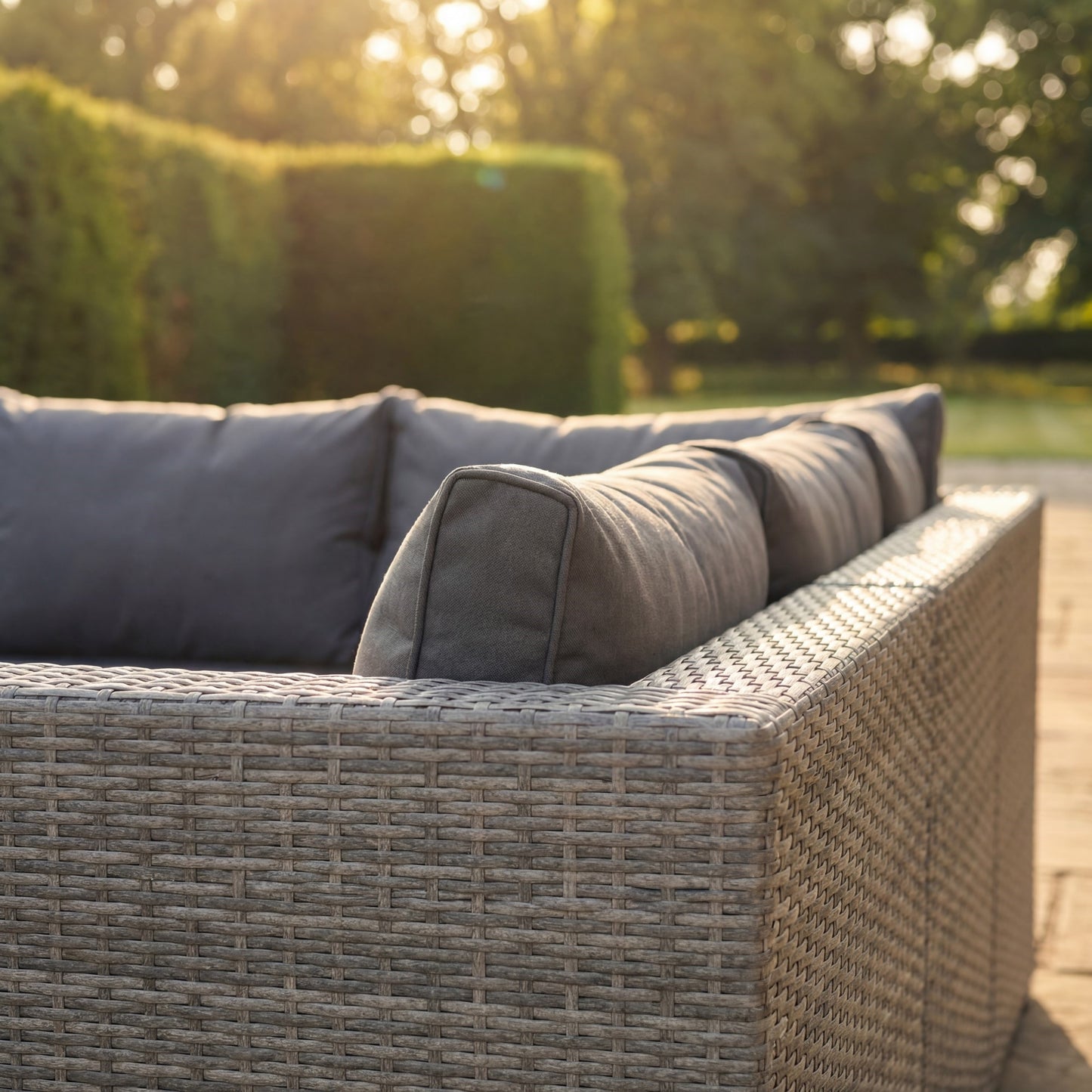 Oliena 12 Seat Modular Rattan Large U-Shape Conversation Set - Grey on Grey