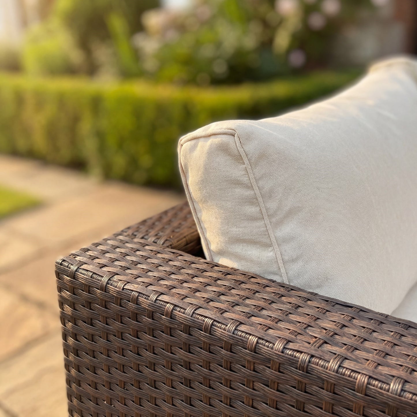 Oliena 5 Seat Modular Rattan L-Shaped Corner Conversation Set - Grey on Grey