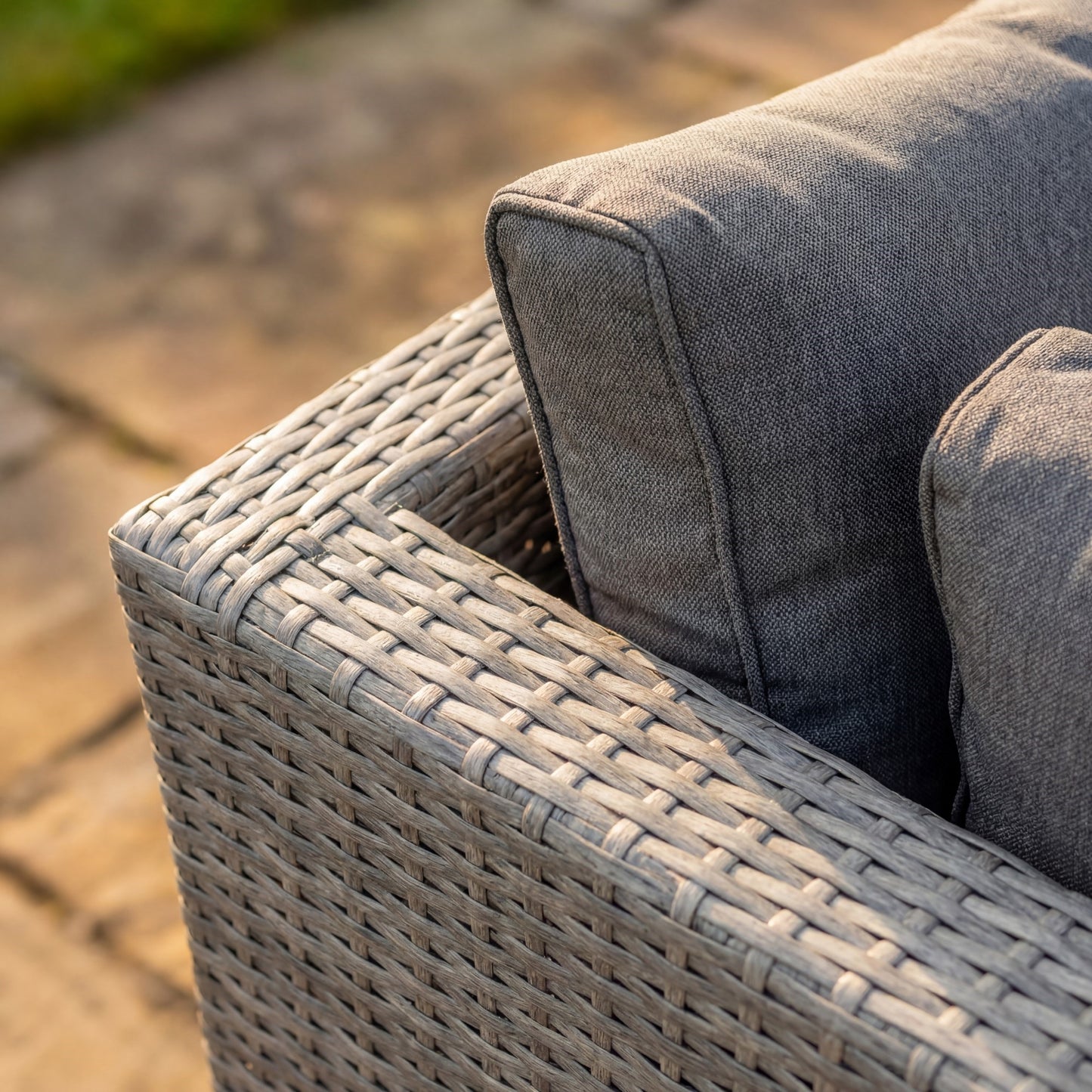 Oliena 5 Seat Modular Rattan L-Shaped Corner Conversation Set - Grey on Grey