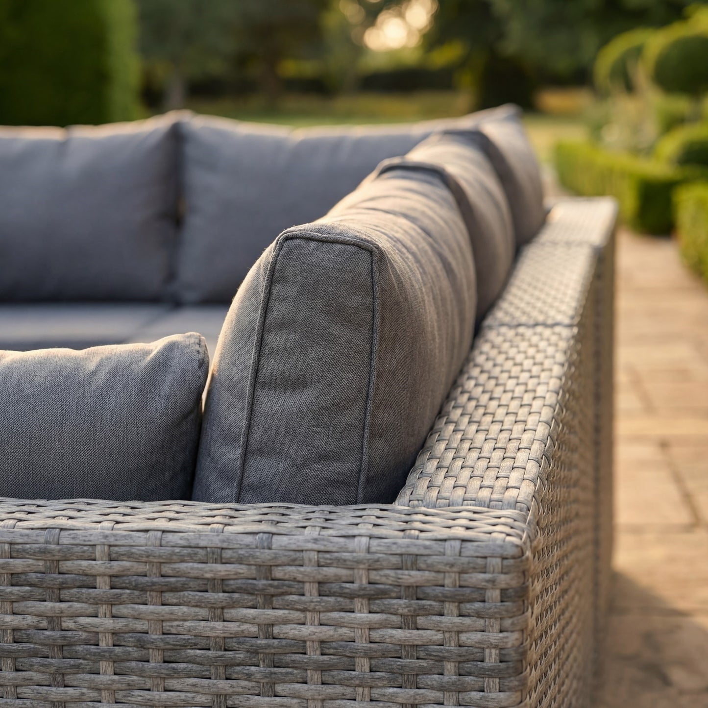 Oliena 5 Seat Modular Rattan L-Shaped Corner Conversation Set - Grey on Grey