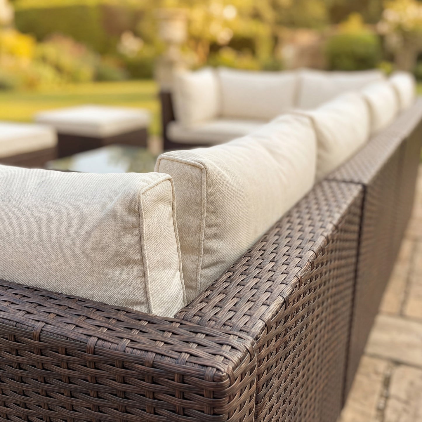 Oliena 10 Seat Modular Rattan Large U-Shape Conversation Set - Grey on Grey