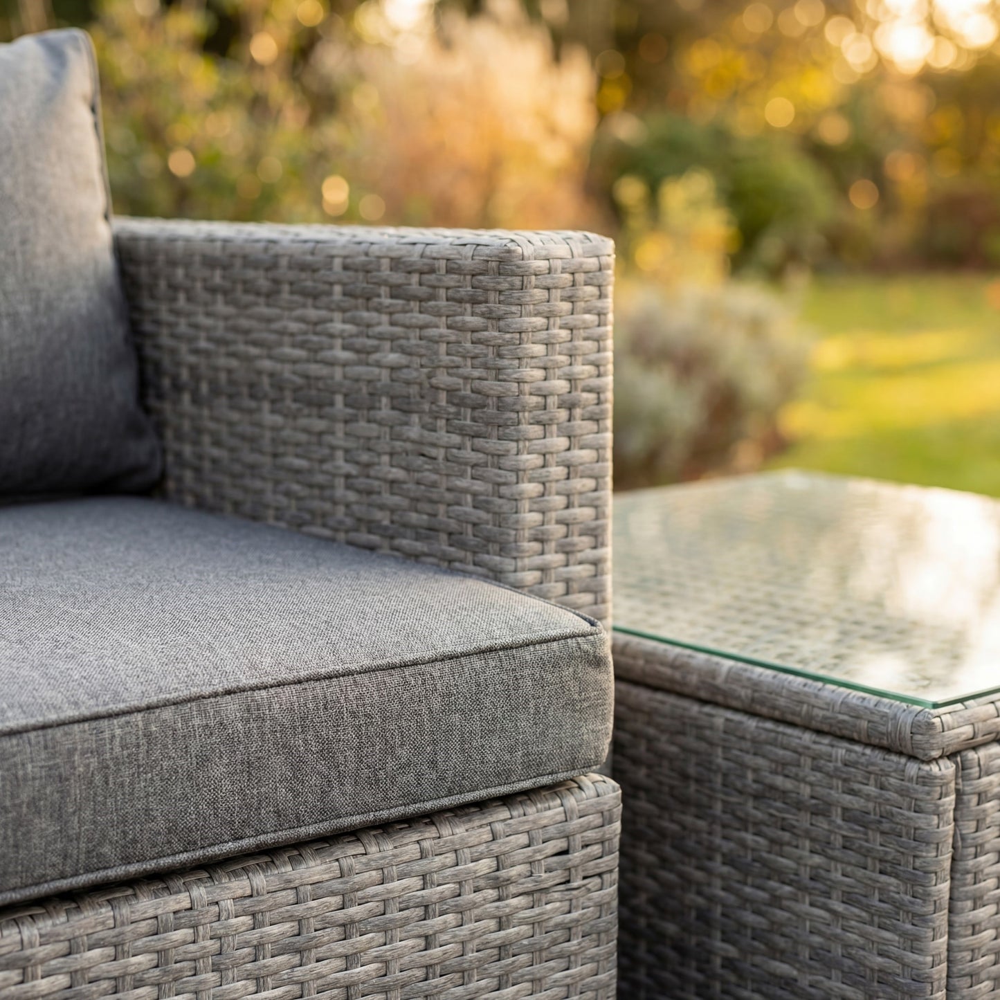 Oliena 10 Seat Modular Rattan Large U-Shape Conversation Set - Grey on Grey