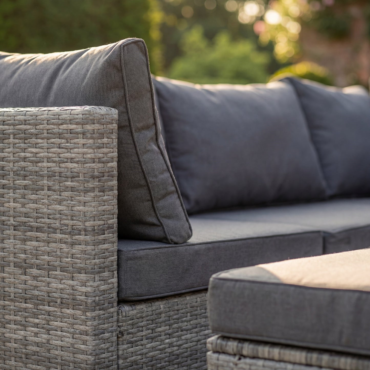 Oliena 8 Seat Modular Rattan Small U-Shape Conversation Set - Cream on Brown