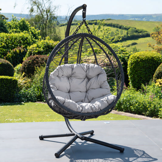 Large Single Egg - KD7 - Light Grey on Grey - Hanging Egg Chair