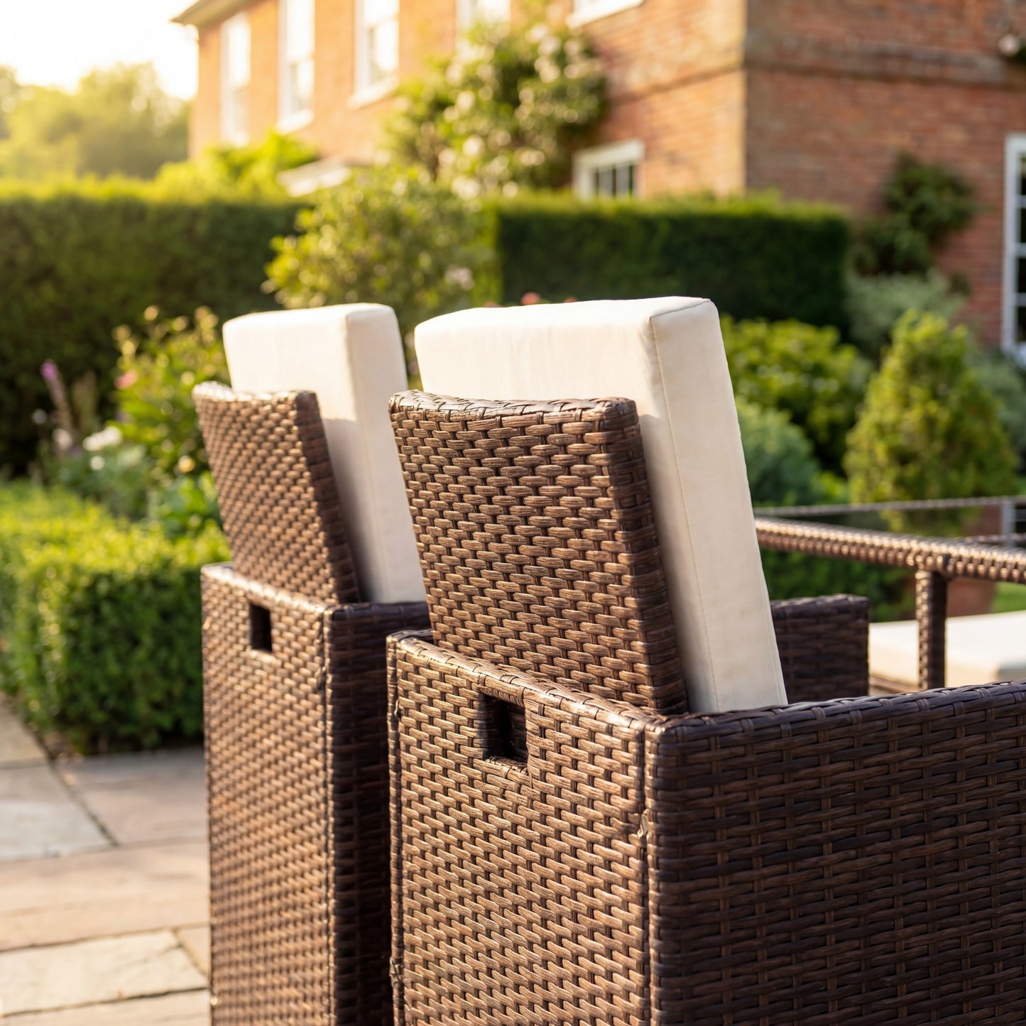 Giulia 9 Piece Rattan Cube Outdoor Set - Cream on Brown