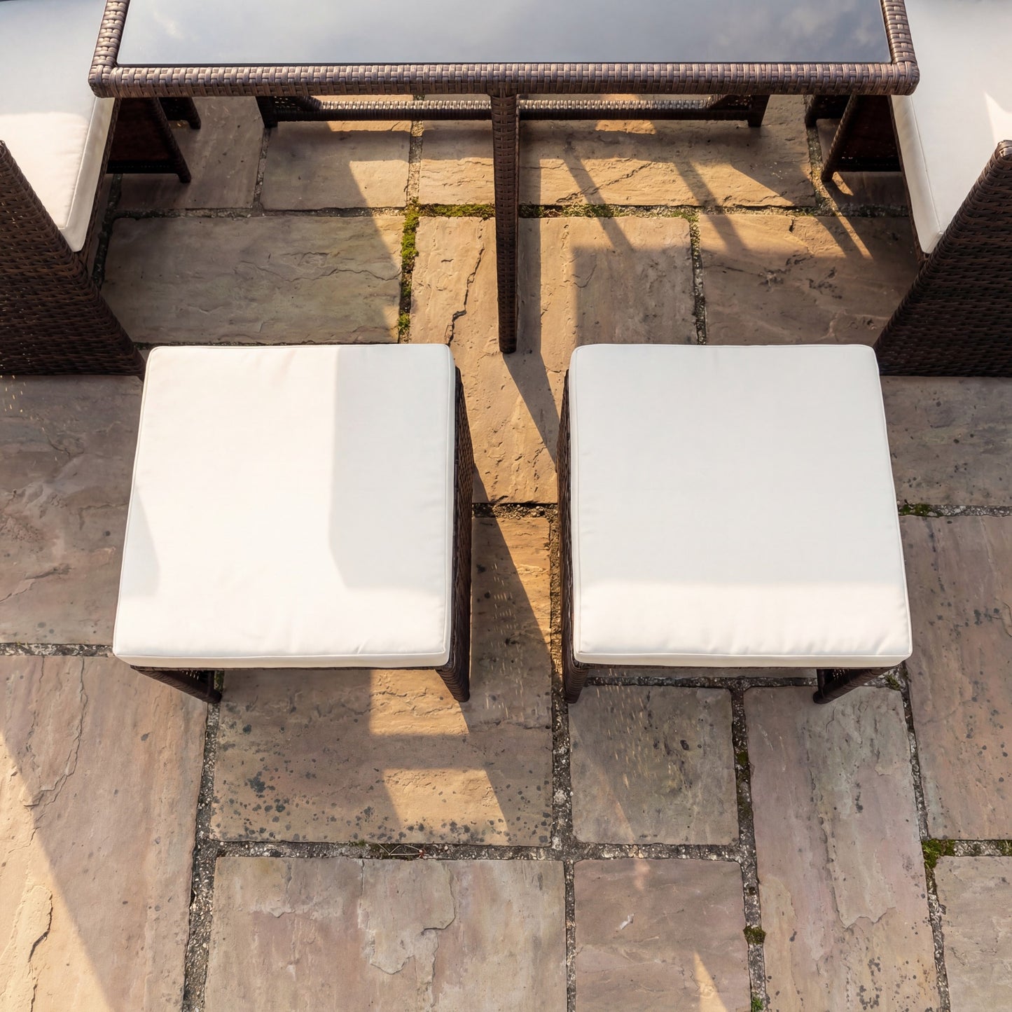 Giulia 9 Piece Rattan Cube Outdoor Set - Cream on Brown