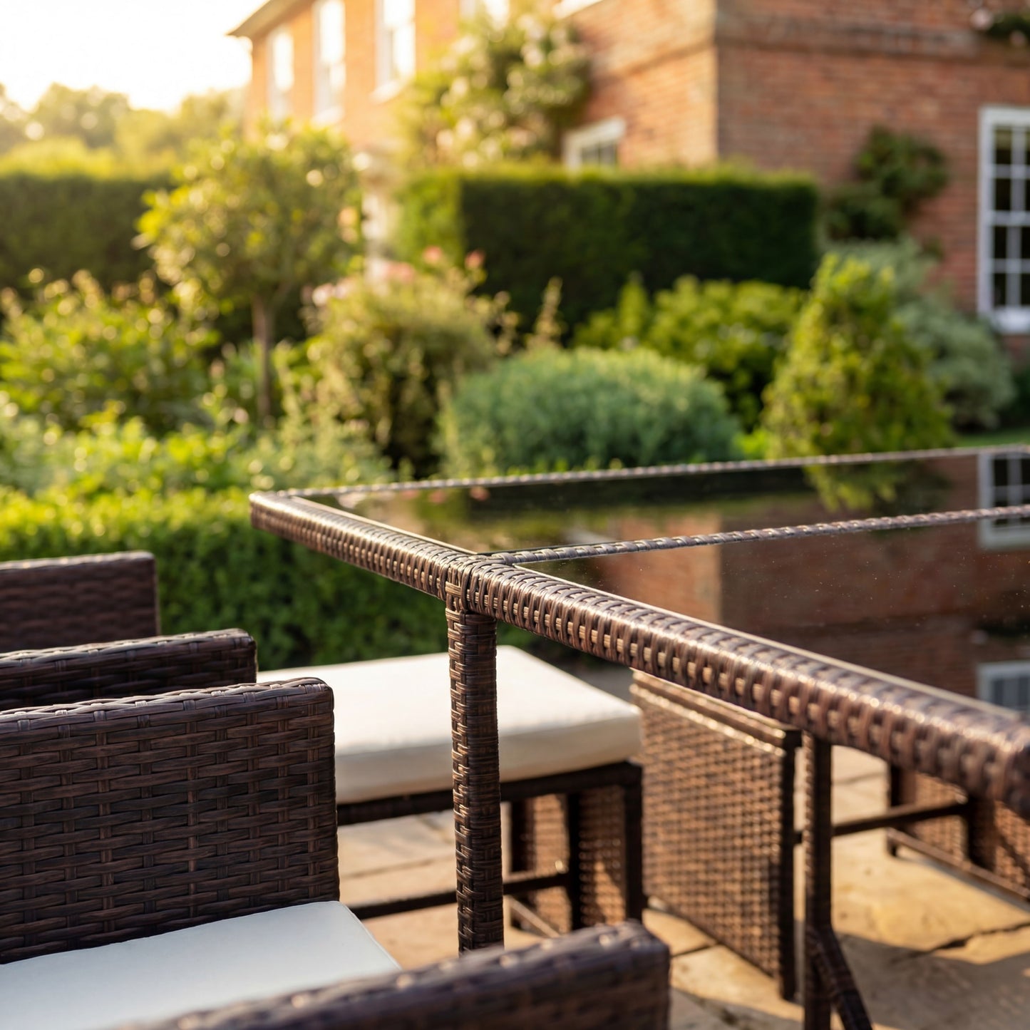 Giulia 9 Piece Rattan Cube Outdoor Set - Cream on Brown