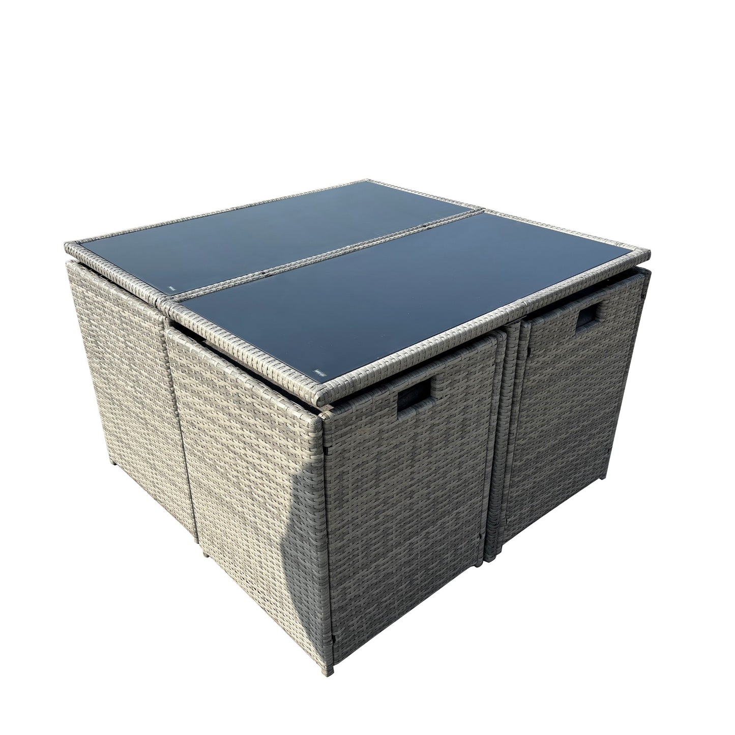 Giulia 9 Piece Rattan Cube Outdoor Set - Dark Grey on Grey
