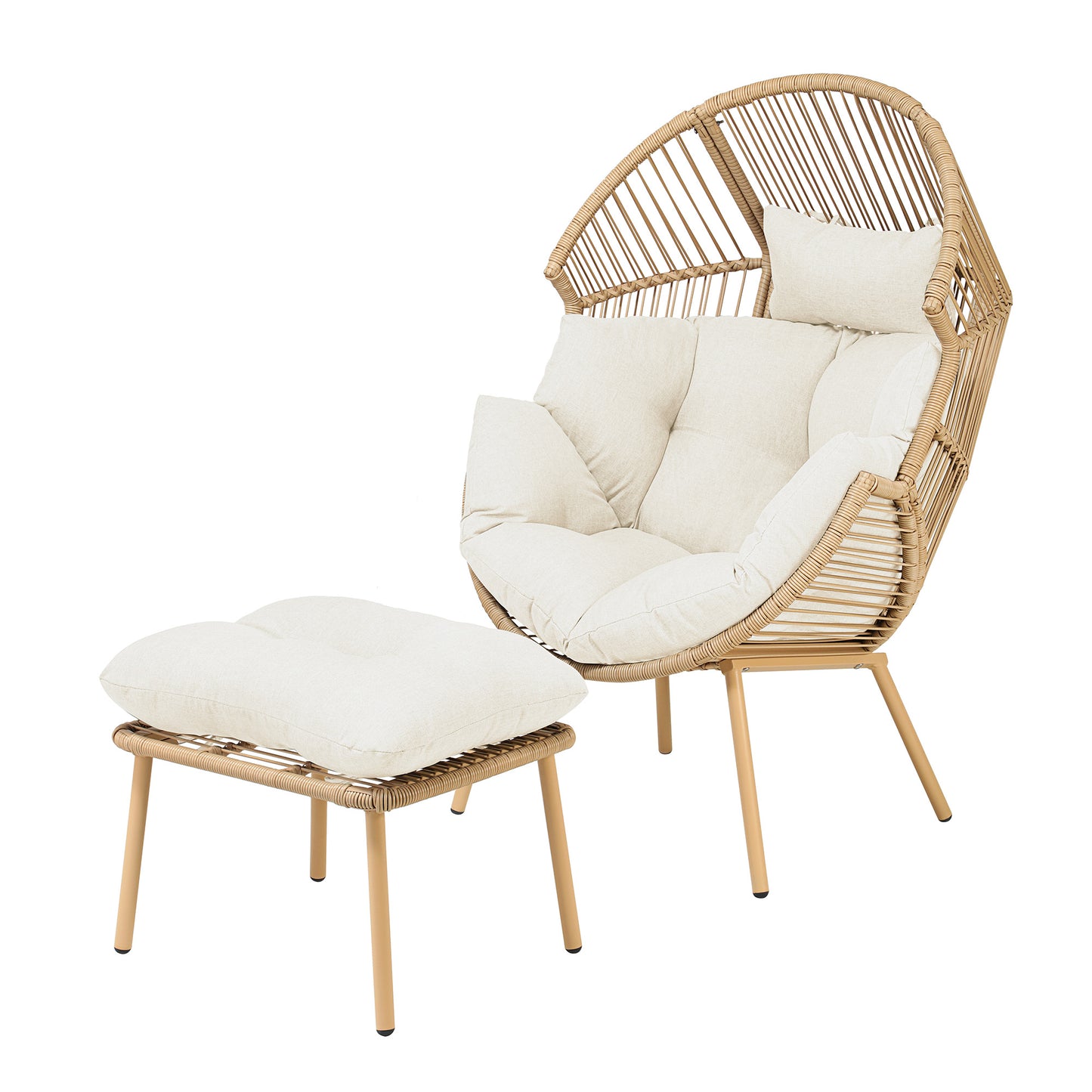 Standing Egg + Footstool - Cream on Natural