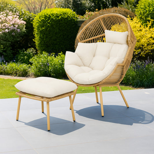 Standing Egg + Footstool - Cream on Natural