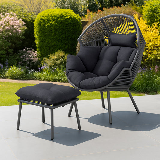 Standing Egg + Footstool - Dark Grey on Grey
