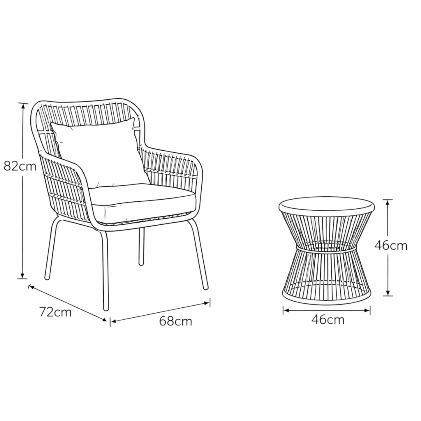 Carbini 3 Piece Patio Set - Cream on Green