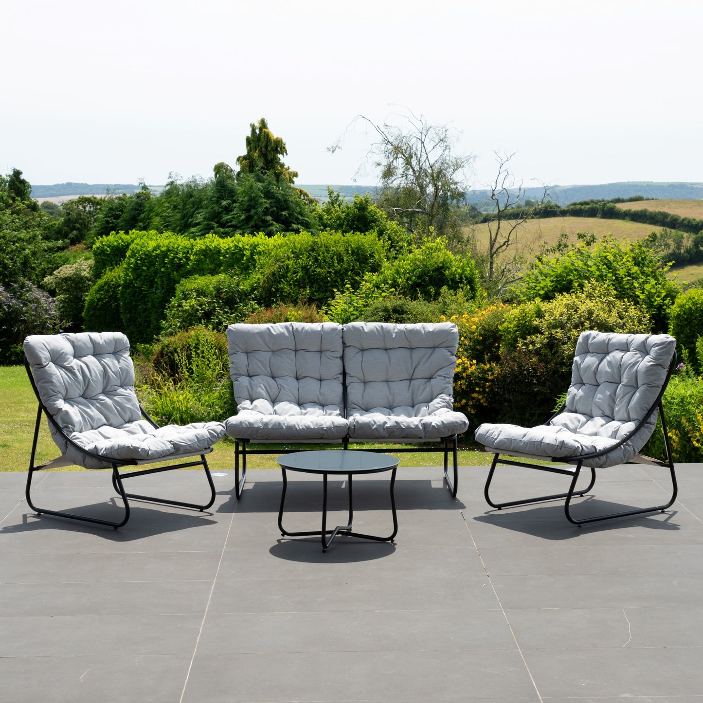 Aregno Outdoor Conversation Set - Sofa, 2 x Chairs + Table - Light Grey