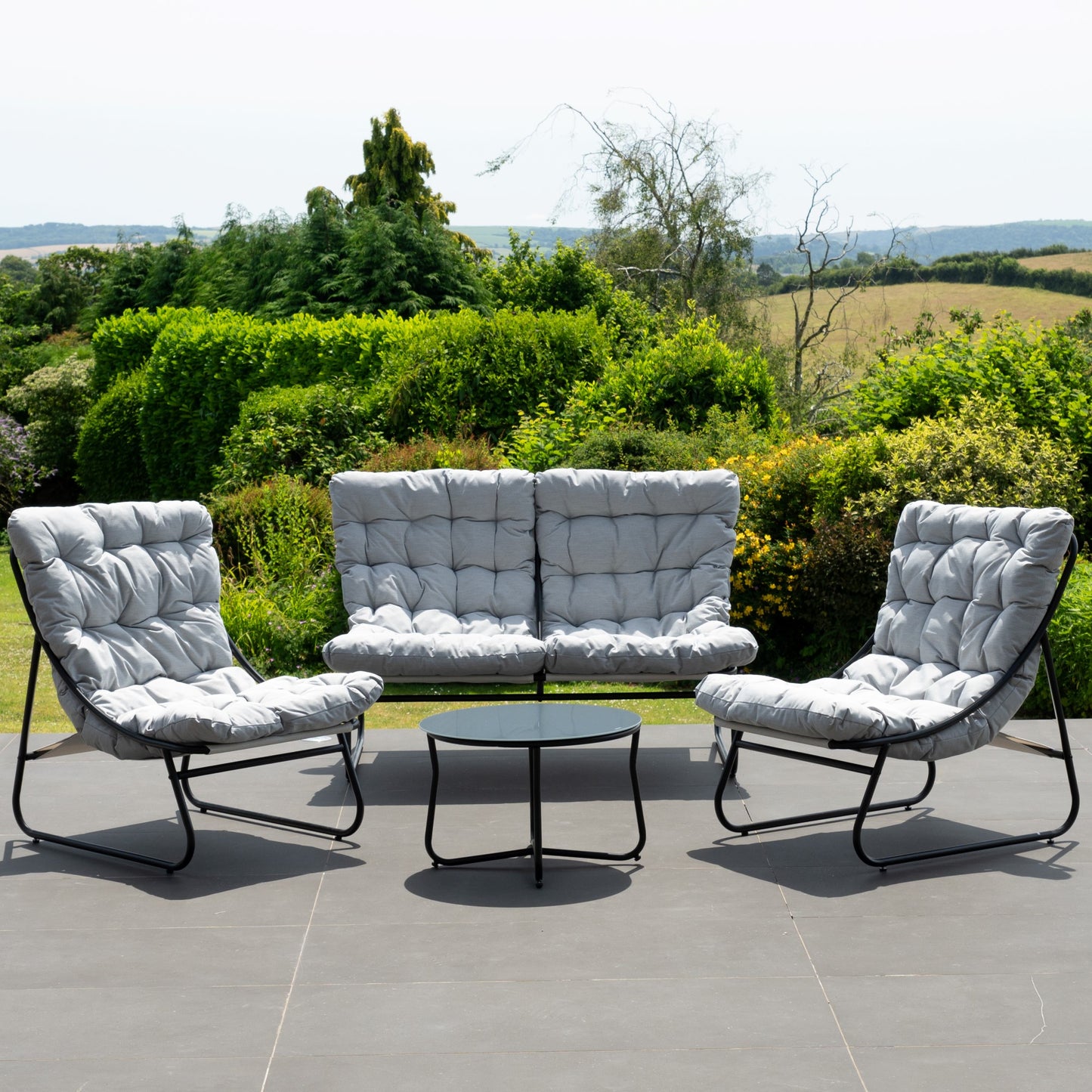 Aregno Outdoor Conversation Set - Sofa, 2 x Chairs + Table - Light Grey