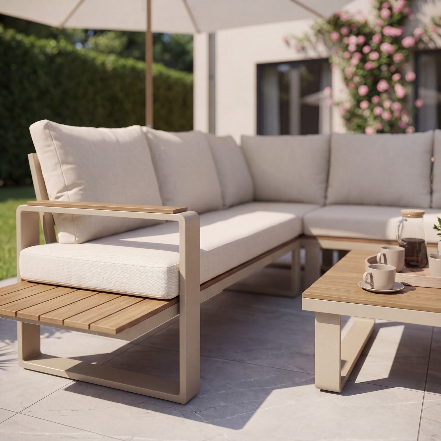 Linden Outdoor Corner Lounge Set and Table