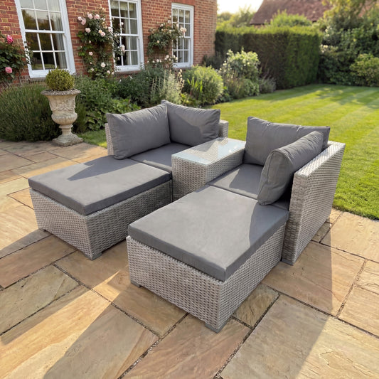 Bastia 5 Piece Outdoor Seating and Table Set - Grey on Grey