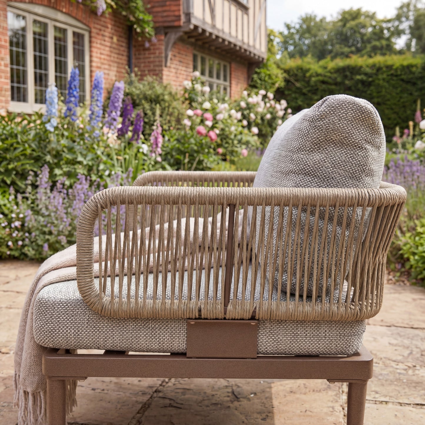 Soveria Outdoor Conversation Set - 2 Seat Sofa, 2 x Chairs + Table - Brown