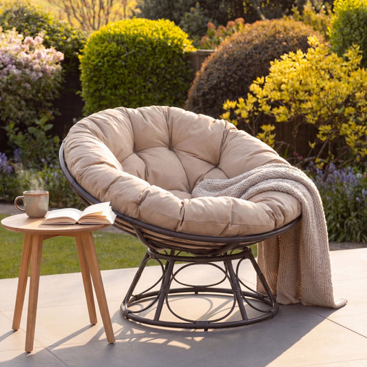 Amara Indoor or Outdoor Swivel Papasan Chair - Grey - Hanging Egg Chair