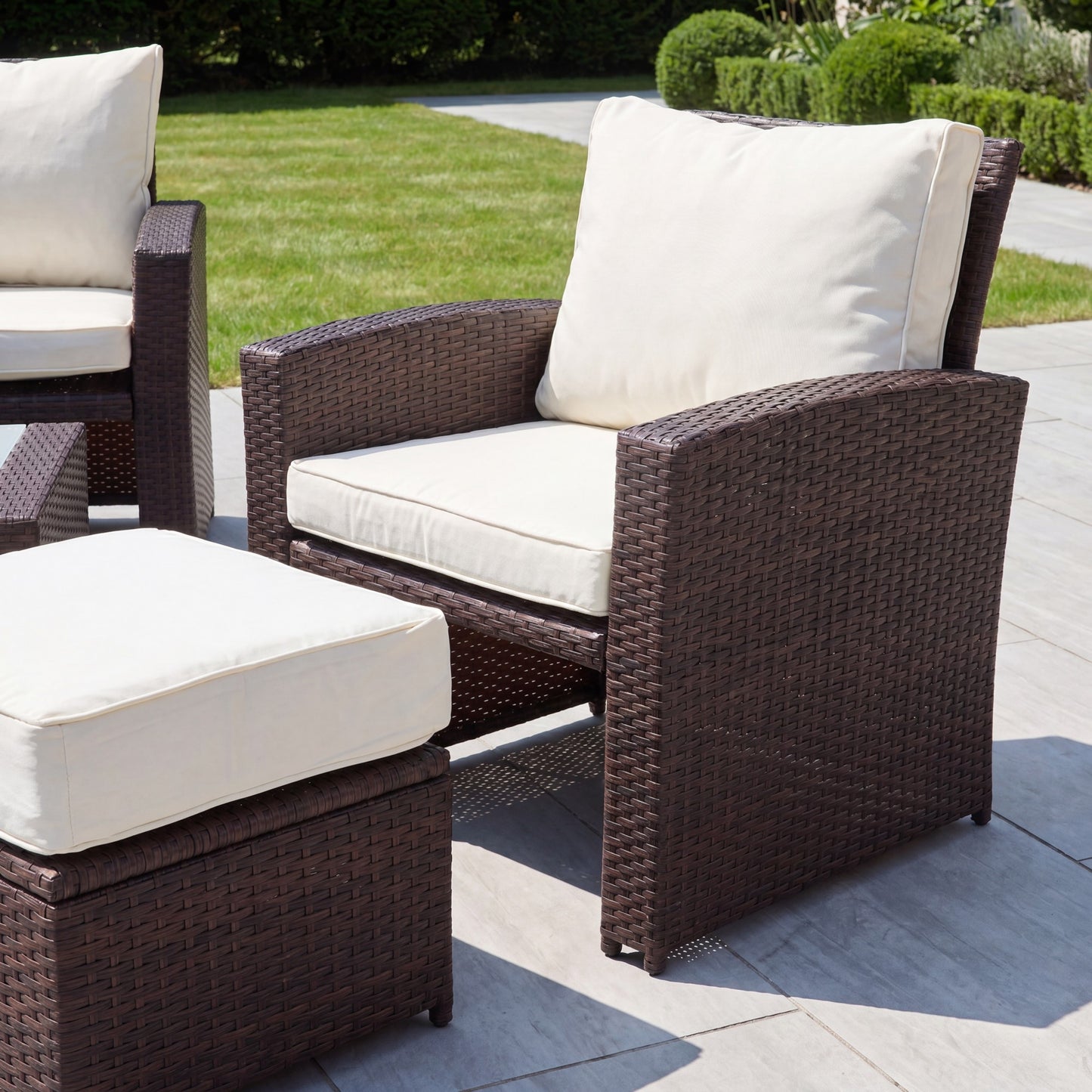 Dovera 6 Seat Rattan Patio Set - Brown & Cream