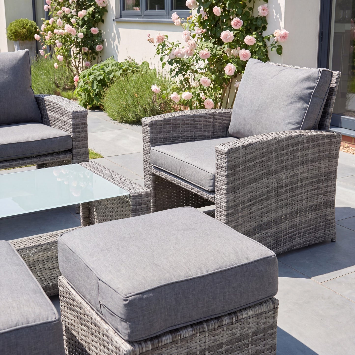 Dovera 6 Seat Rattan Patio Set - Grey