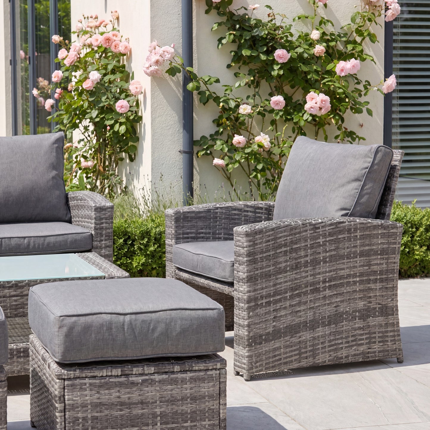 Dovera 6 Seat Rattan Patio Set - Grey