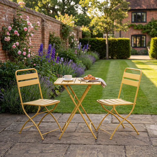Colourways Vibrant Folding Patio or Balcony Set - Yellow - Hanging Egg Chair