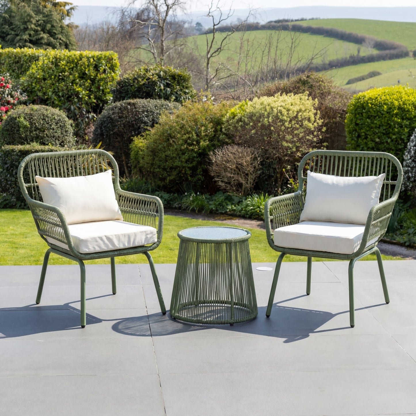 Carbini 3 Piece Patio Set - Cream on Green